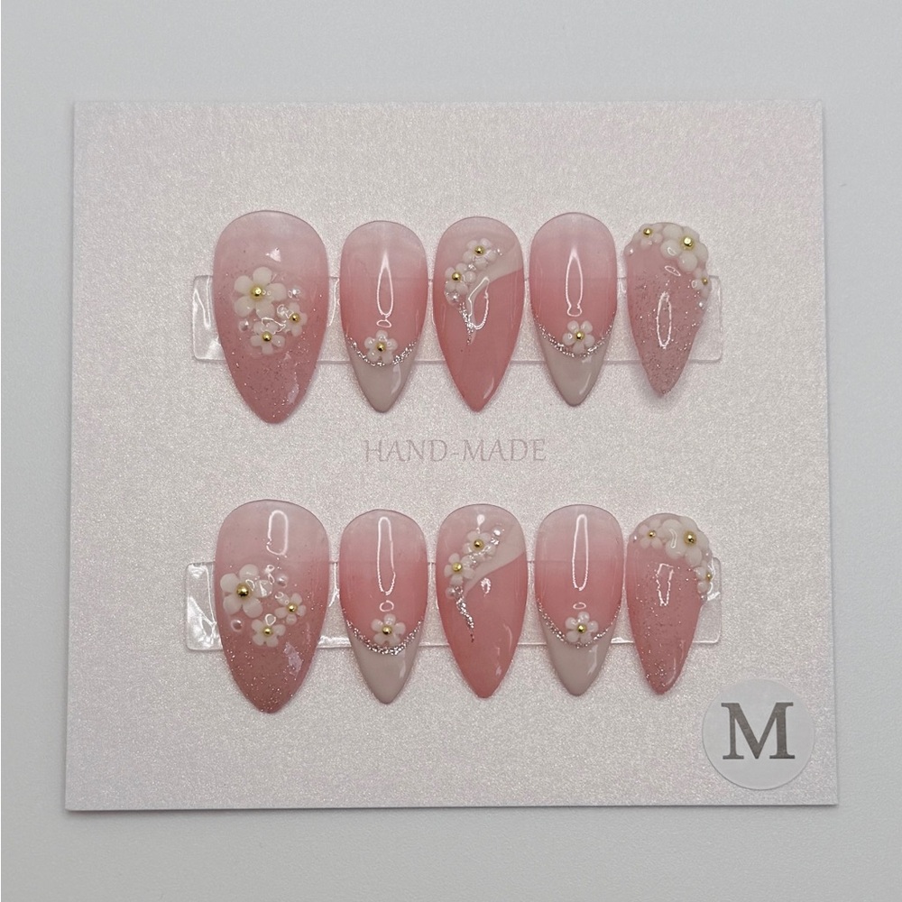 Cute Pink Floral Press-On Nails